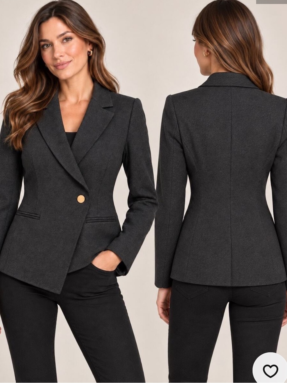 Spanx Asymmetrical Charcoal Gray Ponte Blazer MEDIUM